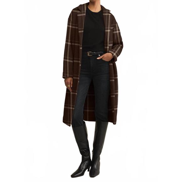 NEW Z SUPPLY mason sweater plaid coat in coffee bean - Picture 1 of 2
